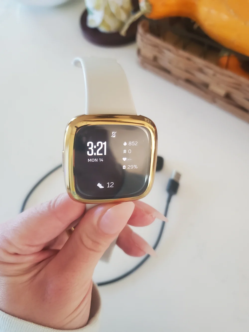 Fitbit Sense 2 smartwatch With Charger And Gold Screen Protector.
